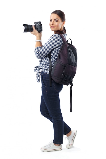 Fotógrafo de mulher no trabalho