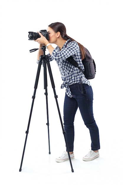 Fotógrafo de mulher no trabalho