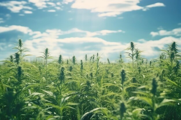 Foto fotógrafo fumeta captura un campo de marihuana en verano