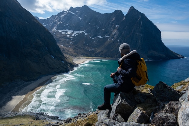 Fotógrafo na lofoten, noruega