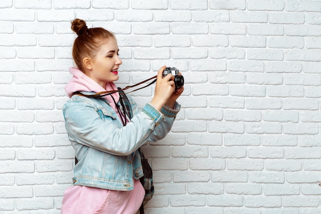 Fotógrafo viajero mujer