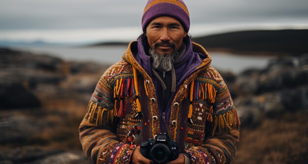 Fotógrafos com câmera grande para a comemoração do Dia Mundial da Fotografia