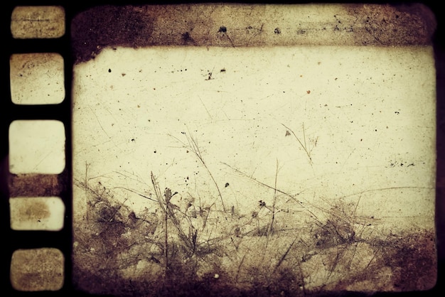 Foto fotograma de película vintage con viñeta de partículas de polvo de arañazos