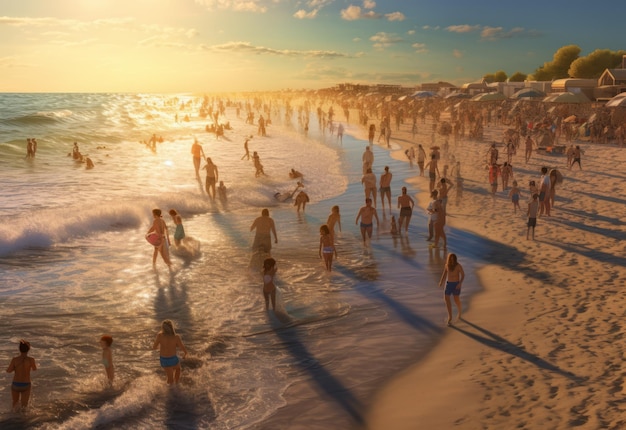 Fotogrpah de pessoas da praia desfrutando de férias de verão