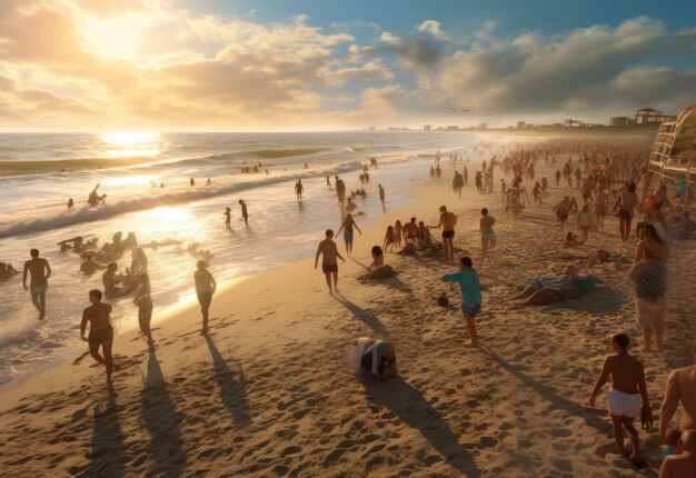 Fotogrpah de personas de la playa disfrutando de las vacaciones de verano