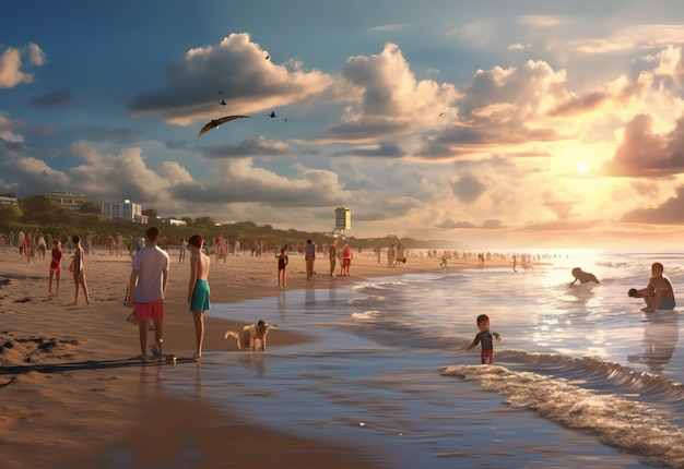 Fotogrpah de personas de la playa disfrutando de las vacaciones de verano