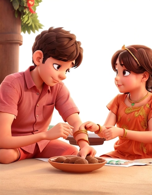 Fotoillustration, die ein Bruder und eine Schwester zeigt, eine Bindung, die Raksha Bandhan dauert