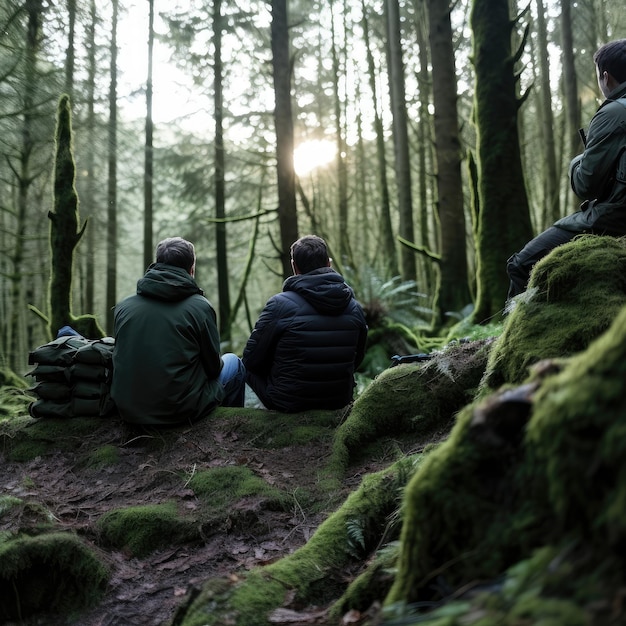 Fotoillustration junge Leute im Wald