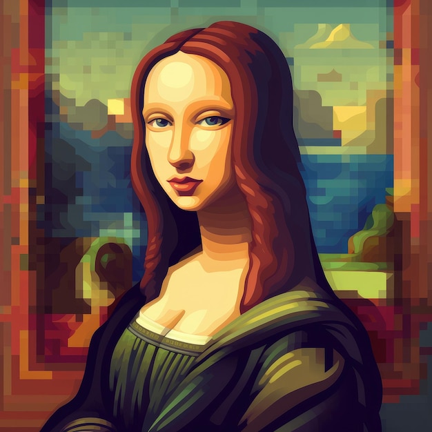 Fotokunstillustration im Monalisa-Stil 16bits