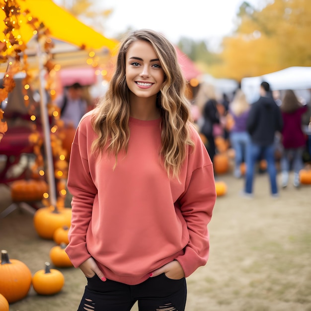 Fotomädchen in einem Sweatshirt-Halloween-Party-Modell