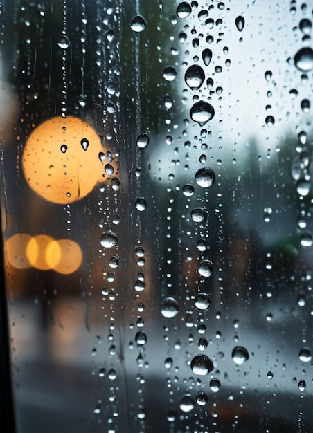 Fotomural macro Gotas de lluvia sobre el cristal de la ventana