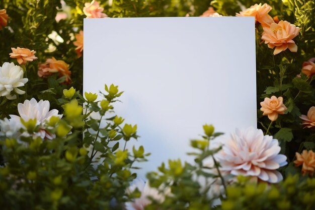 Fotopapierblatt auf Blumen