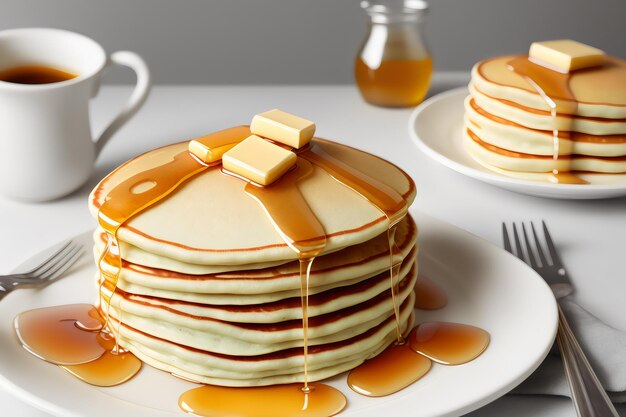 Foto fotopfannkuchen mit butter und honig