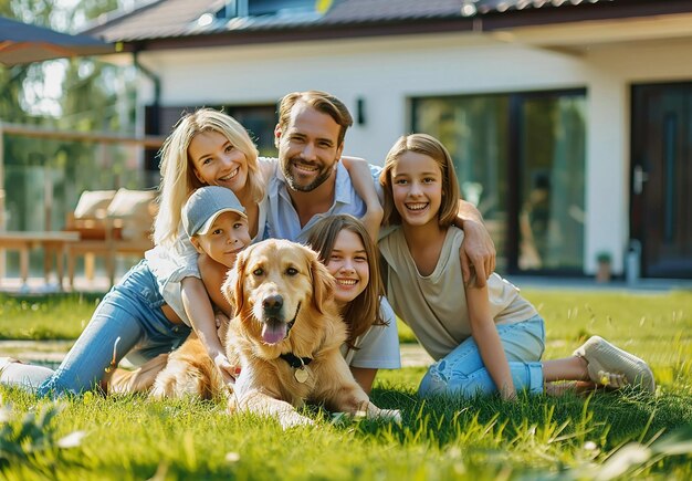 Fotoporträt einer glücklichen schönen Familie