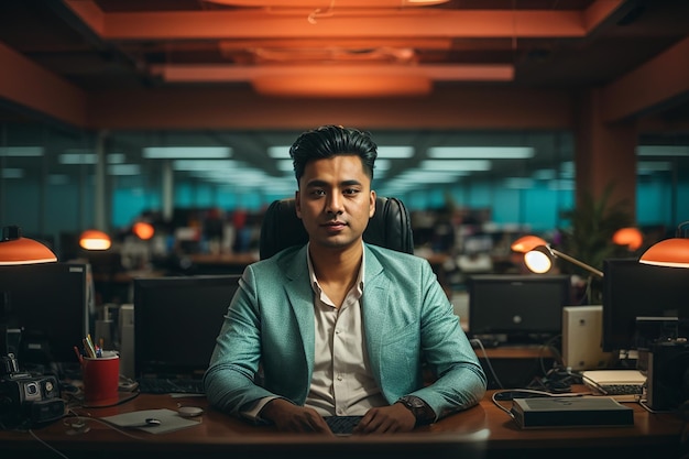 Fotoporträt eines männlichen Programmierers im Büro