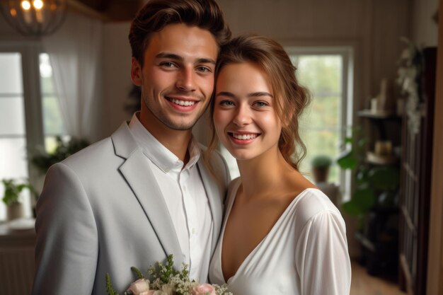 Fotoporträt eines Paares am Hochzeitstag