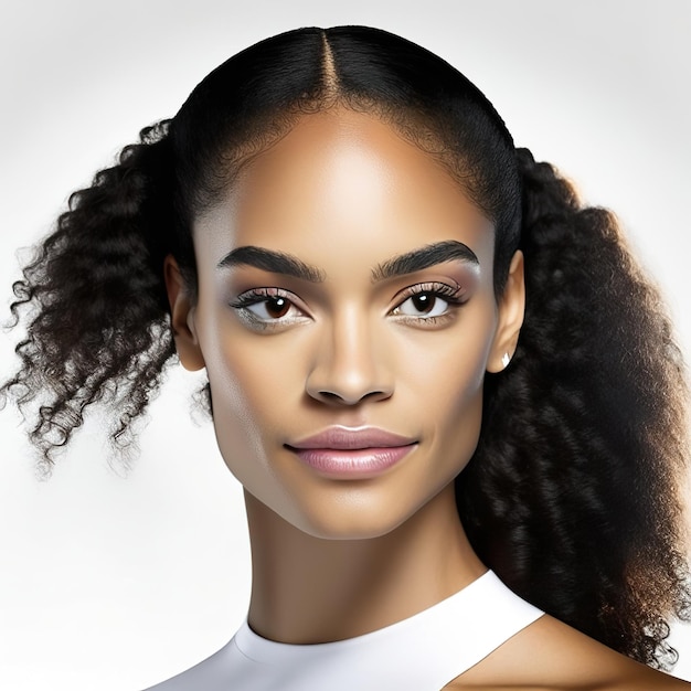 Fotoporträt Schönheit junge Frau mit idealer Haut für Schönheitsprodukte Generative KI
