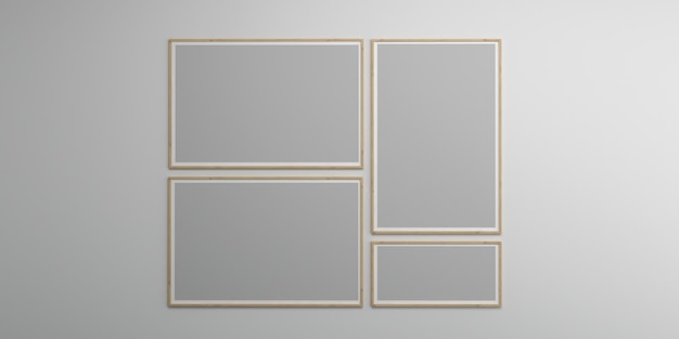 Fotorahmen isoliert auf der weißen Wand Kreative Moodboard-Frames mockup3d-Rendering