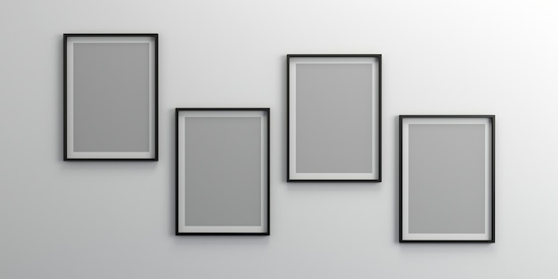 Fotorahmen isoliert auf der weißen Wand Kreative Moodboard-Frames mockup3d-Rendering