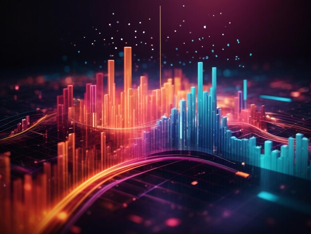 Fotoreale abstrakte Visualisierung von Daten und Technologie in grafischer Form