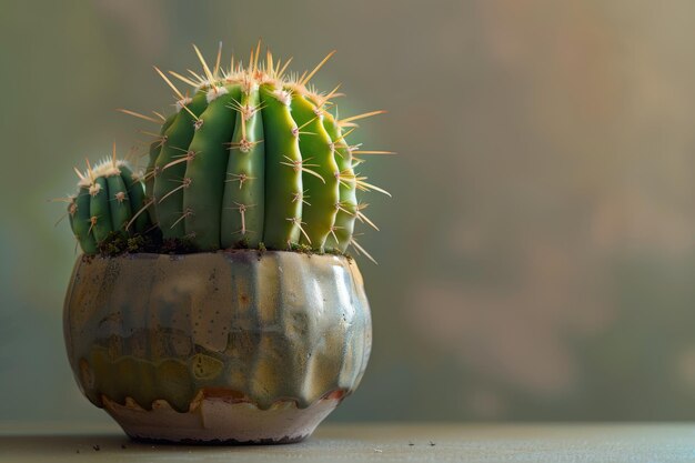 Fotorealismus-Stil-Shoot eines Kaktus in einem Topf auf einem einfachen Hintergrund