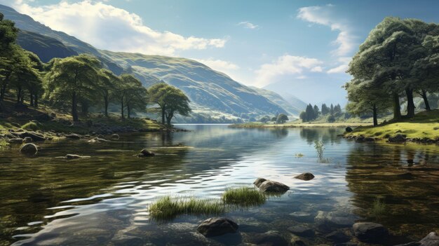 Fotorealista 8k 3d Render Crescent Lake Hindu Yorkshire Dales