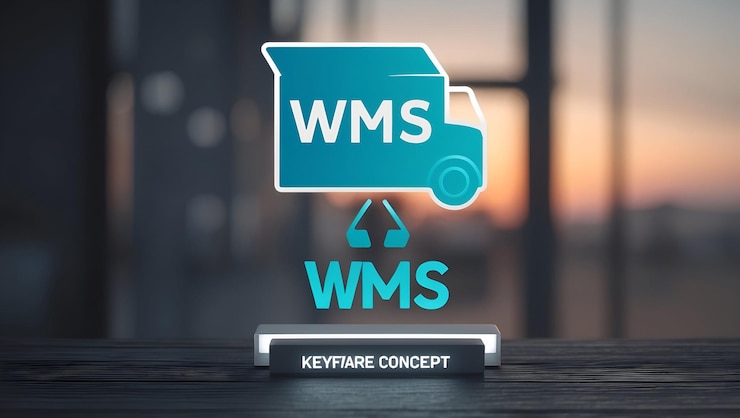 Foto fotorealista wms software y icono de entrega con espacio para texto y gráficos concept illustrati