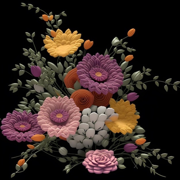 Fotorealistische 3D-Blumensträuße