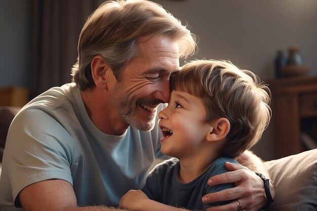 Fotorealistische Glücksszene mit Vater und Sohn