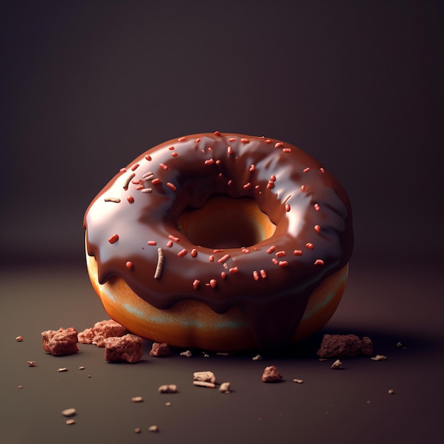 Fotorealistische Illustration des süßen Krapfens auf abstraktem Hintergrund