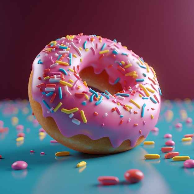 Fotorealistische Illustration des süßen Krapfens auf abstraktem Hintergrund