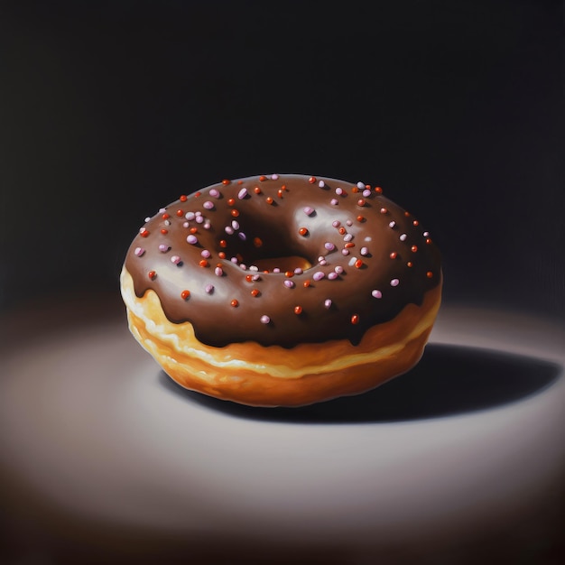 Fotorealistische Illustration des süßen Krapfens auf abstraktem Hintergrund