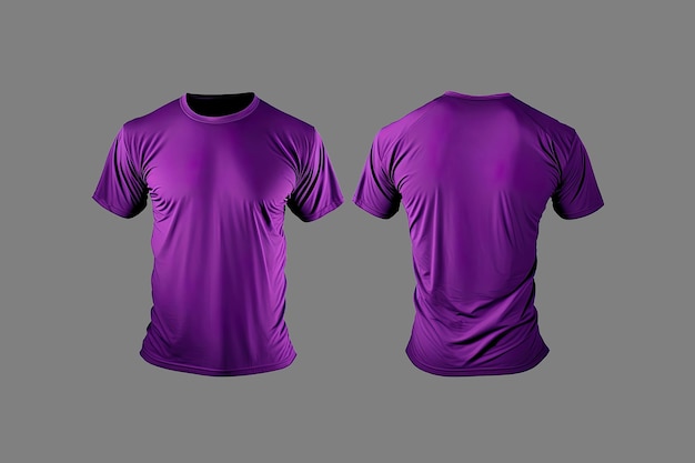 Fotorealistische männliche lila T-Shirts mit Kopierraum vorne und hinten