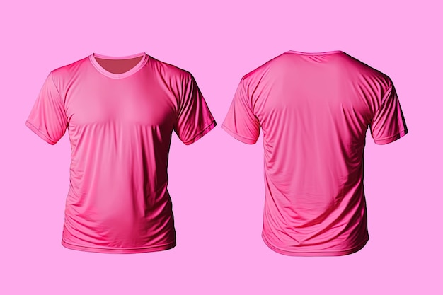 Fotorealistische männliche rosa T-Shirts mit Kopierraum vorne und hinten