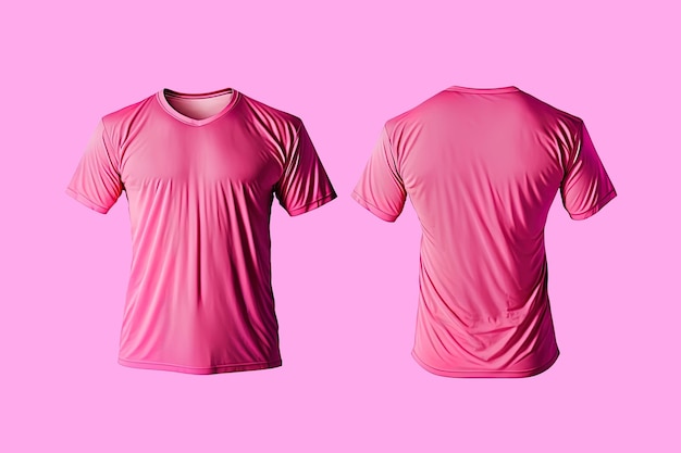 Fotorealistische männliche rosa T-Shirts mit Kopierraum vorne und hinten