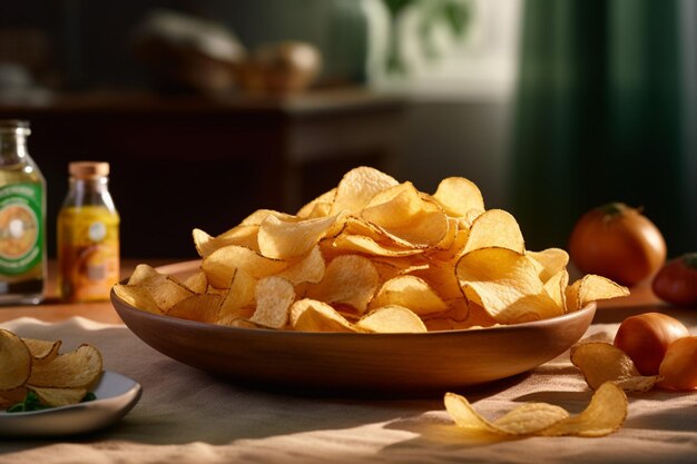 Fotorealistische Produktaufnahme. Food-Fotografie-Chip