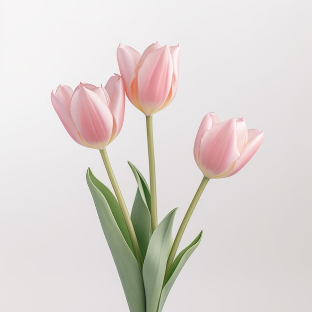 Fotorealistische Tulpen in Vase auf grauem Hintergrund Minimalistische Reinheit