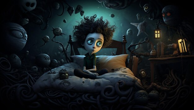 Foto fotorealistischer filmabend von tim burton