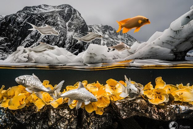 Foto fotorealistischer stil-shoot der unterwasser-tierwelt