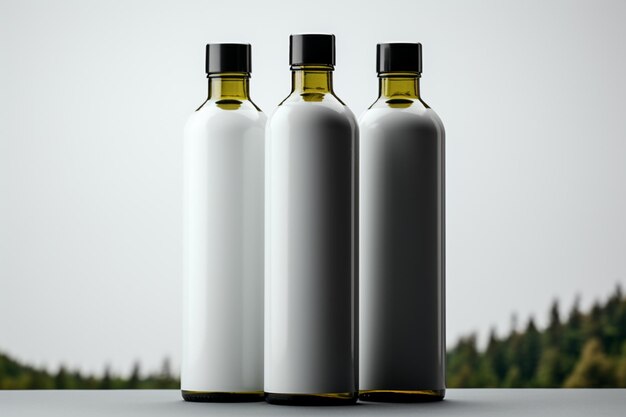 Fotorealistisches Flaschenmodell für die Produktpräsentation, das Designvariationen und -details zeigt