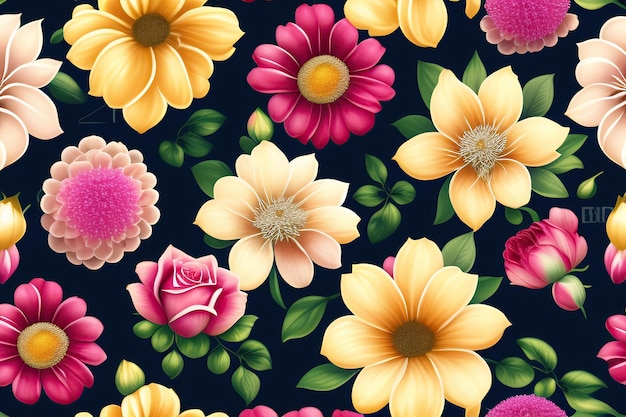 Fotorealistisches nahtloses Blumenmuster für Hochzeitstag, Geburtstag und Party Design fo