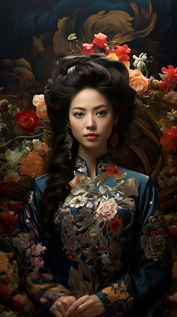 Fotorealistisches Porträt einer chinesischen Frau