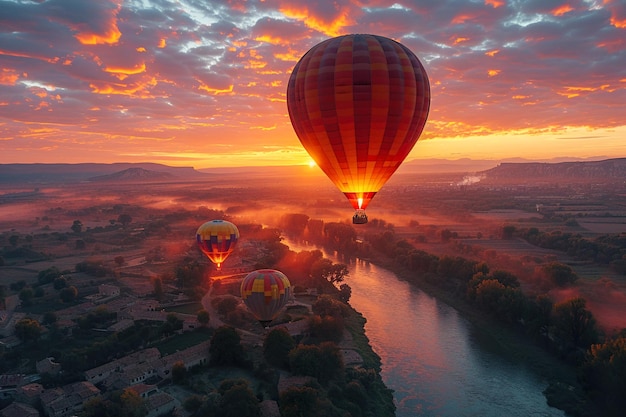 Fotorrealista das naves aéreas como balão de hotair