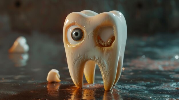 fotorrealista demônio de dente de um olho na forma de um dente molar AI Generative