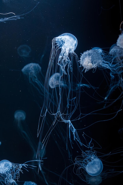 fotos bajo el agua de la medusa de la ortiga atlántica chrysaora quinquecirrha