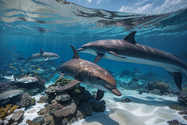 Fotos de arrecifes y delfines