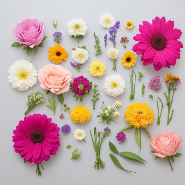 Foto fotos de la belleza de la naturaleza capturadas de flores con fondo blanco