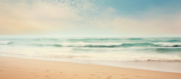 Fotos calmantes de praia e oceano em azul amarelo suave e bege