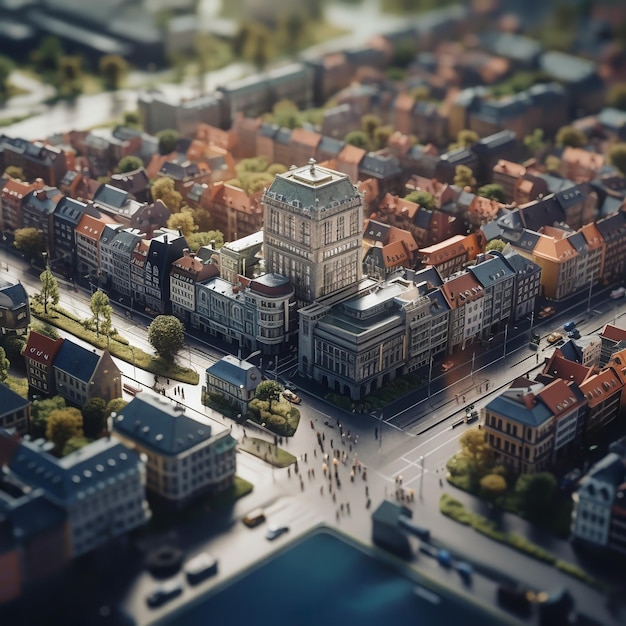 Fotos de ciudades con técnica de cambio de inclinación del juego City Skylines.