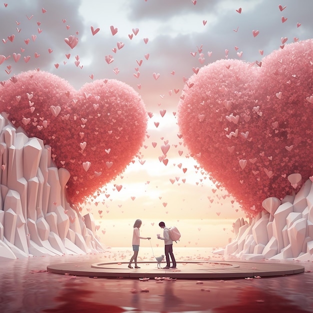 Fotos de amor renderizadas em 3D